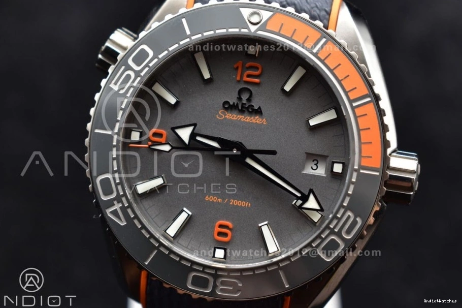 on 43.5mm Black Clone Dial Planet Bezel Best 1010 SS VSF Ocean Edition Super Orange A8900 Gray Trendsetting Strap Nylon V 1:1 0202